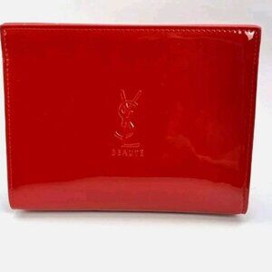 Yves Saint Laurent Makeup Pouch YSL Beaute Red Clutch Cosmetic New Without Tag